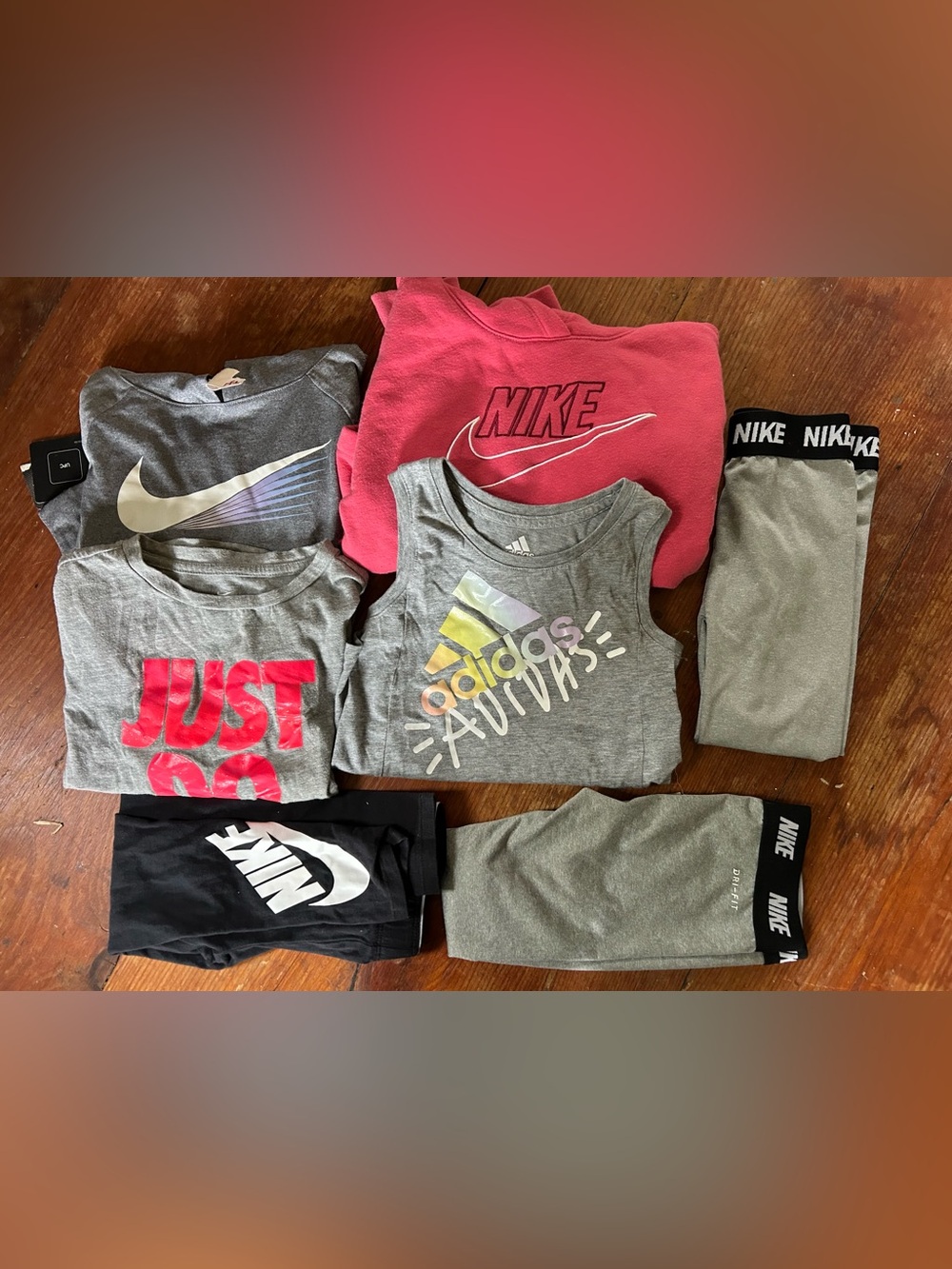 Nike & adidas lot of Girls' Active Leggings & shirts
